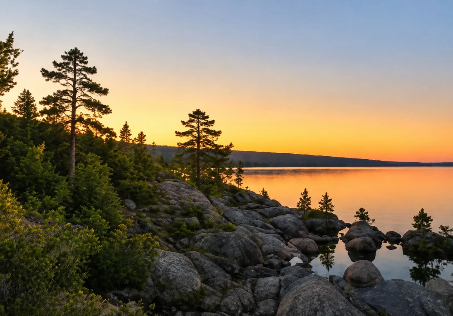 Sjö vid solnedgång
